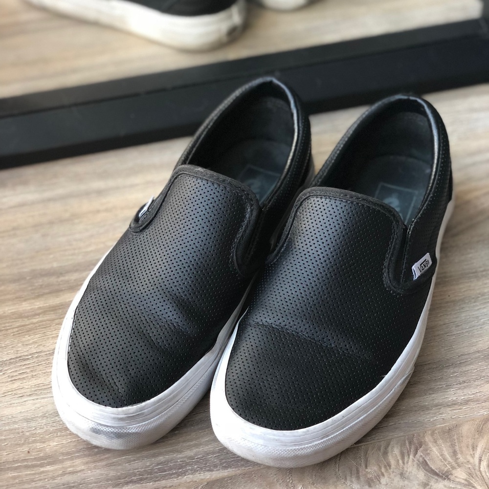 Vans Classic Slip On in Perforated Leather - Black